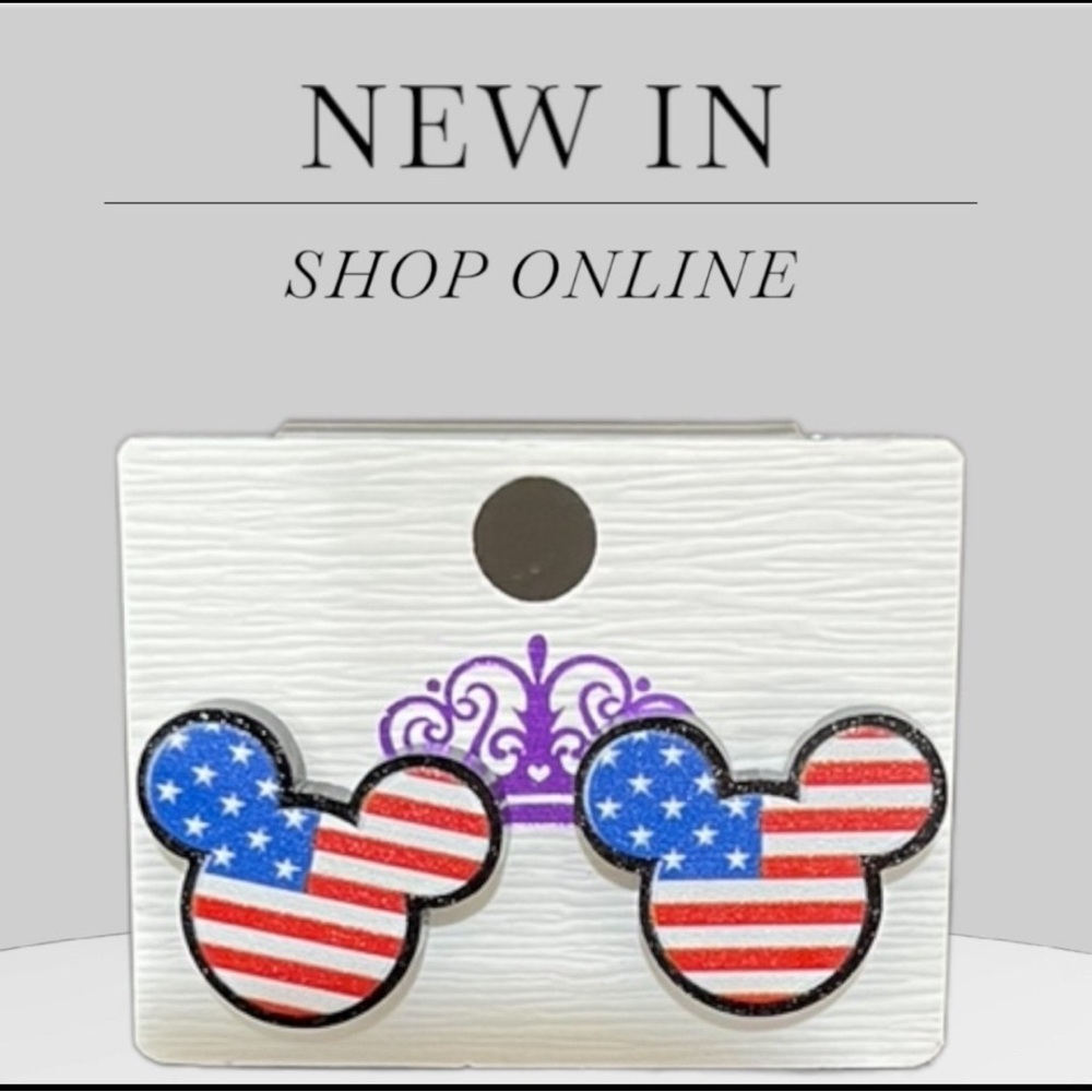 Patriotic American flag Mickey Mouse earrings